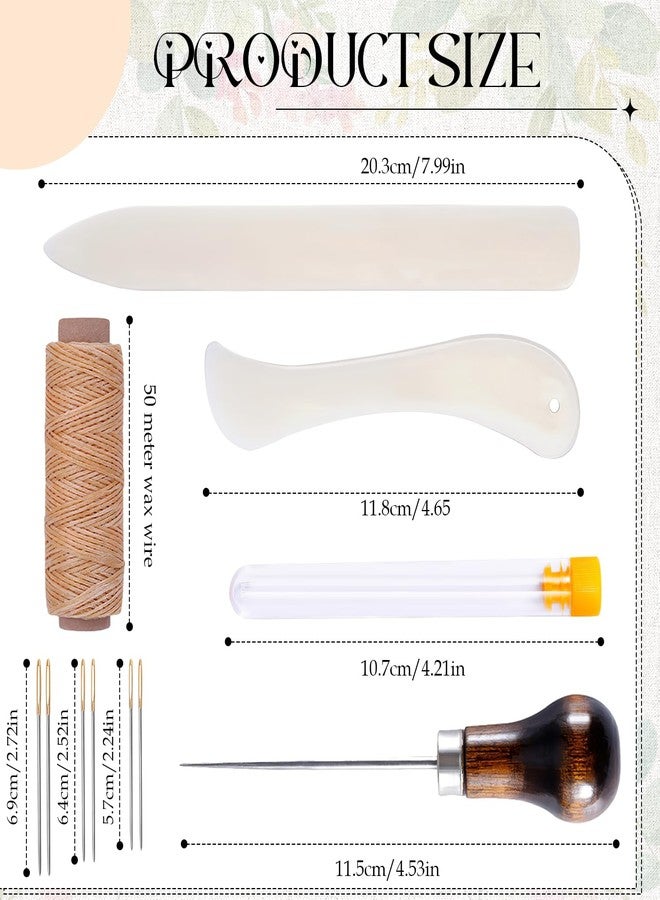 CoolShef مجموعة أدوات تجليد الكتب CoolShef المكونة من 12 قطعة - أدوات حرفية جلدية مع أداة طي العظام، وخيط مشمع، ومخرز، وإبر ذات ثقوب كبيرة | أدوات خياطة للخياطة وتجليد الكتب اليدوي - Image 2